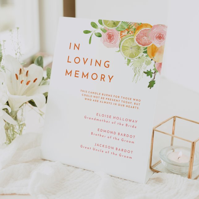 Citrus Watercolor Wedding Memorial Pedestal Sign (Creator Uploaded)
