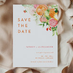 Citrus Watercolor Wedding Save The Date<br><div class="desc">Elevate your wedding with our vibrant Citrus Watercolor Wedding Save the Date Design, where every detail bursts with tropical charm and colourful joy. Immerse yourself in the refreshing beauty of white backgrounds adorned with lively watercolor graphics featuring oranges, limes, pink grapefruits, and delicate pink flowers intertwined with lush greenery. The...</div>