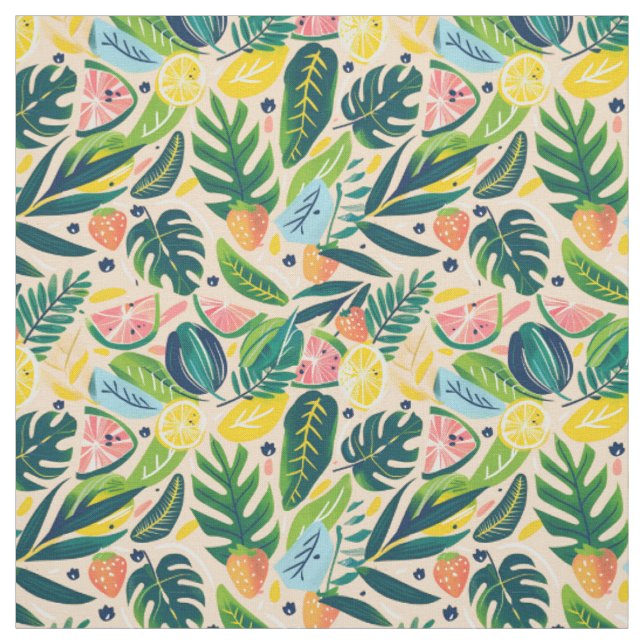 Citrus, Watermelon & Botanical Design Fabric (Swatch)