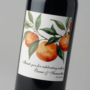 Citrus Wedding   Mediterranean Orange  Wine Label