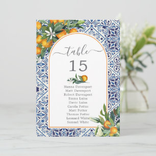 Citrus Wedding table card seating chart guests