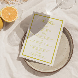 Citrus Wedding Yellow Elegant Menu Card