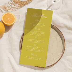 Citrus Wedding Yellow Tall Elegant Menu Card