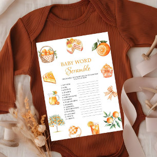 Citrus word scramble baby shower game card