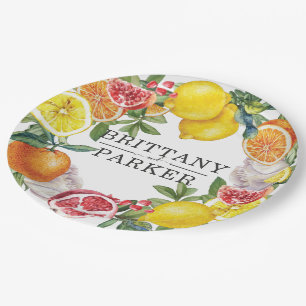 Citrus Wreath Botanical Wedding Paper Plate