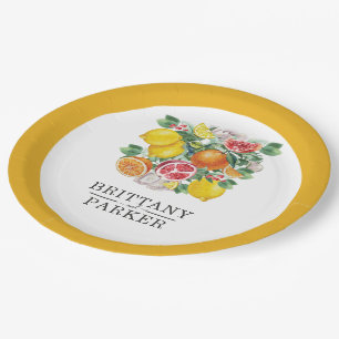 Citrus Wreath Botanical Wedding Paper Plate