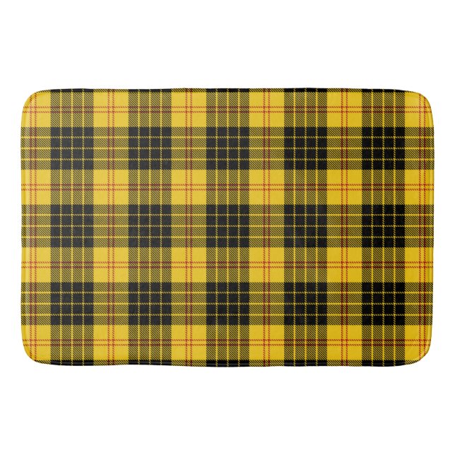 Citrus Yellow And Black Plaid Bath Mat (Front)