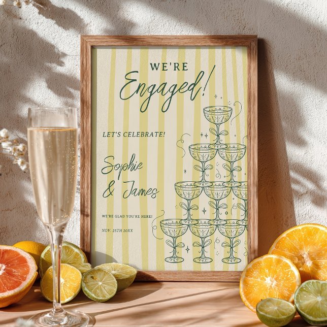 Citrus Yellow Champagne Tower Engagement Welcome Poster (Citrus Yellow Champagne Tower Engagement Welcome Poster)