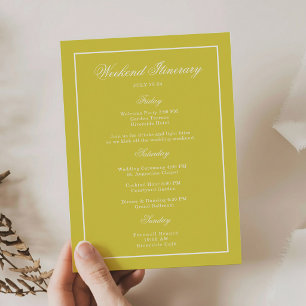 Citrus Yellow Old Money Weekend Itinerary Card