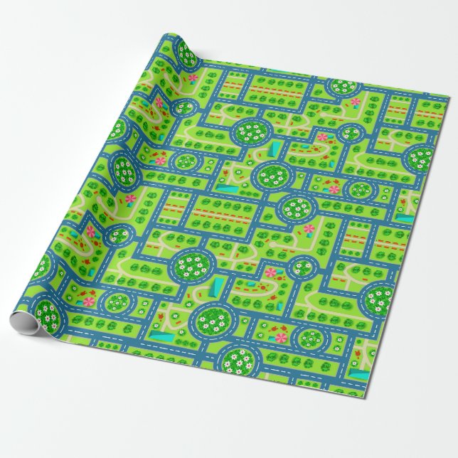City and Roads Wrapping Paper (Unrolled)