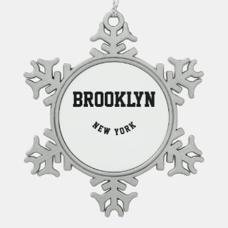 City and State Custom Location Snowflake Pewter Christmas Ornament