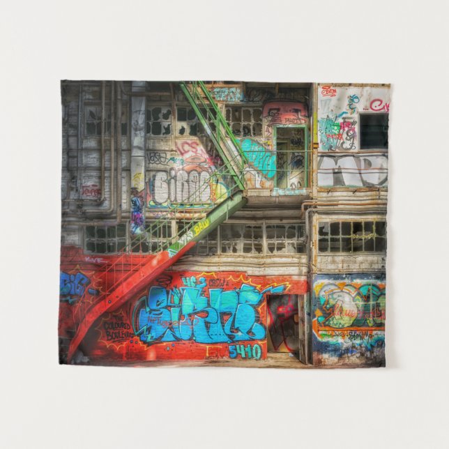 City Art ABandoned Building Graffiti Wall Art Tapestry (Front (Horizontal))