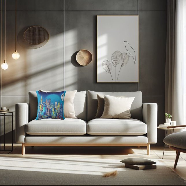 city at night  just for you.  throw pillow (City at Night lovely throw pillow gift for the traveler you know.)