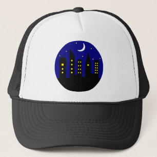 city at night trucker hat