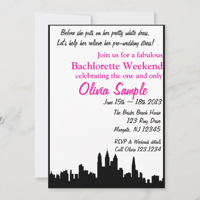 City Bachlorette Invitation (Front)