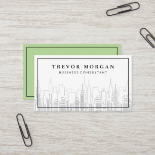 City Background   Black Border Green Business Card
