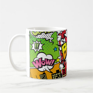 City background material with comic art style spee coffee mug