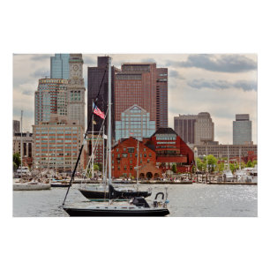City - Boston Ma - Harbour walk skyline Poster