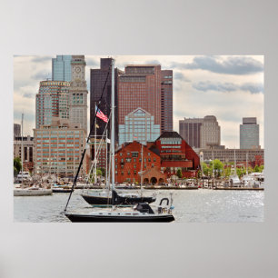 City - Boston Ma - Harbour walk skyline Poster