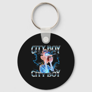City boy brainrot meme reaction loud funny cartoon keychain