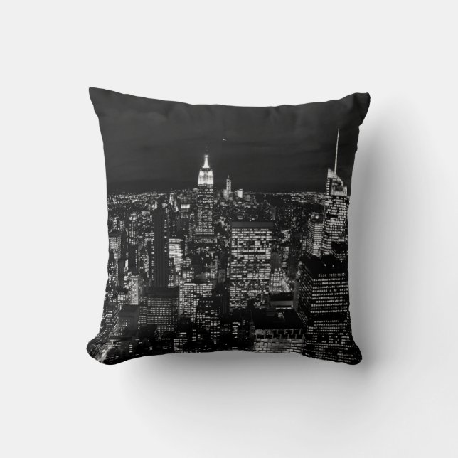 CITY BUILDING DURING NIGHT TIME PHOTO THROW PILLOW (Front)