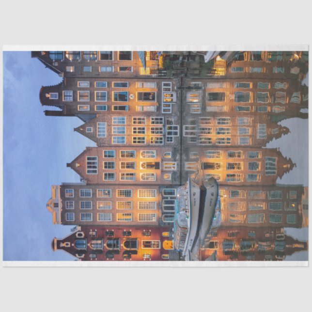 City Buildings on River Decoupage Tissue Paper (Front)