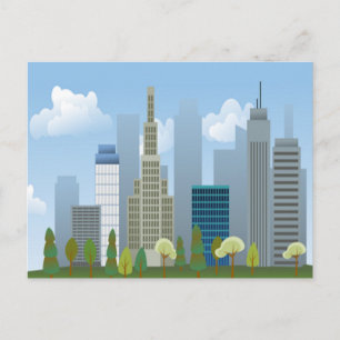 City buildings postcard