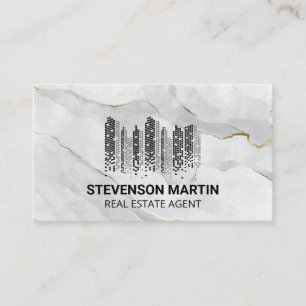 City Buildings   White Marble Gold  Business Card
