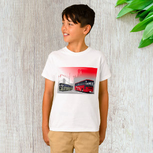 City Buses Red Green Coaches on Urban Street T-Shirt
