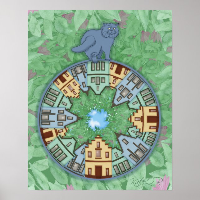 City cat. Spring. Mandala Poster (Front)