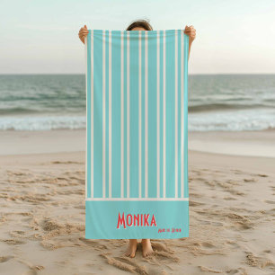 City Chic Aqua Striped Bridesmaids Beach Towel