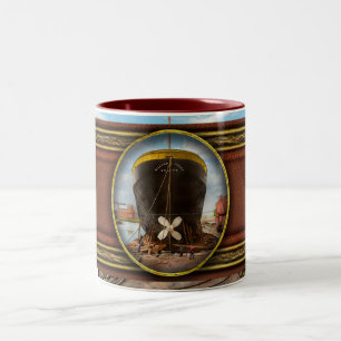 City - Chicago IL - Boat - Hold this rope 1905 Two-Tone Coffee Mug