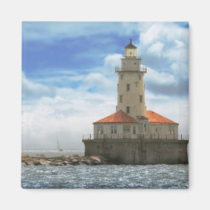 City - Chicago IL - Chicago harbour lighthouse Magnet