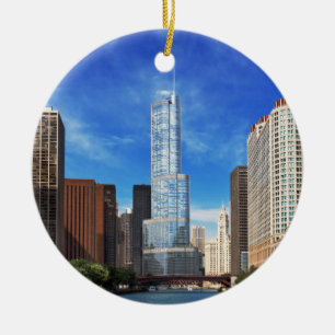 City - Chicago IL - Trump Tower Ceramic Ornament