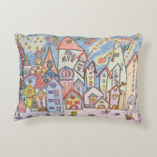 city children's drawing decorative pillow