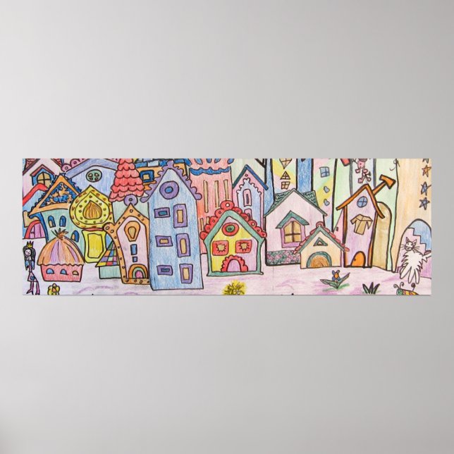 city children's drawing poster (Front)