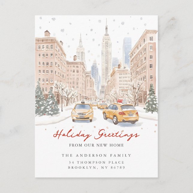 City Christmas New Address Announcement  Postcard (Front)