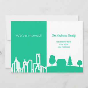 City country green white moving announcement