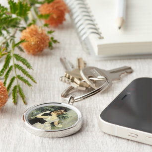 City Dance by Pierre Renoir, Vintage Fine Art Keychain