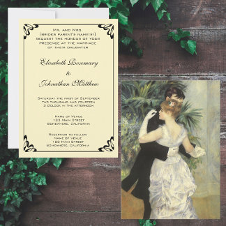 City Dance by Renoir Vintage Art Wedding Invitation