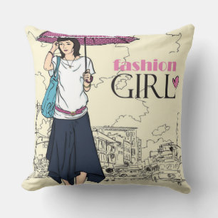 City Fashion Girl Coussin décorative