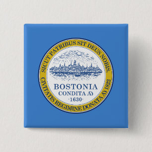 City Flag of Boston (Massachusetts) 2 Inch Square Button