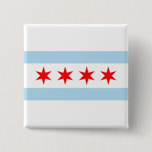 City Flag of Chicago (Illinois) 2 Inch Square Button