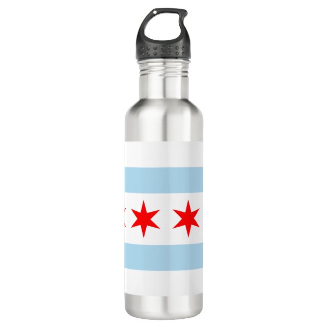 City Flag of Chicago (Illinois) 710 Ml Water Bottle (Front)