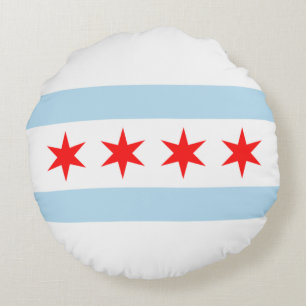 City Flag of Chicago (Illinois) Round Pillow