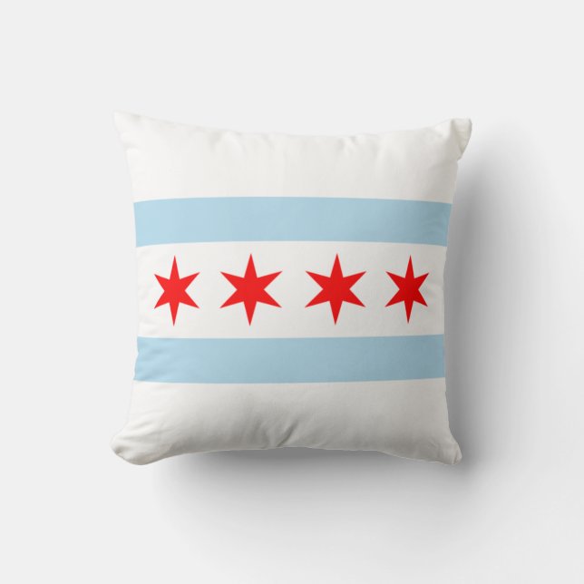 City Flag of Chicago (Illinois) Throw Pillow (Front)