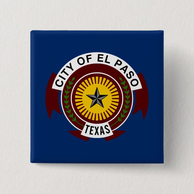 City Flag of El Paso (Texas) 2 Inch Square Button (Front)