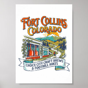 City Fort Collins Colorado Craft Brews and Foothil Poster