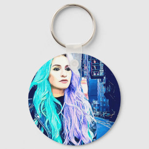 City Girl Abstract Surreal original Digital art   Keychain