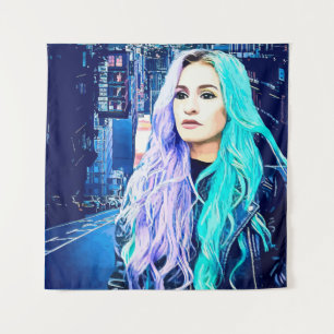 City Girl Abstract Woman Surreal Digital art  Tapestry